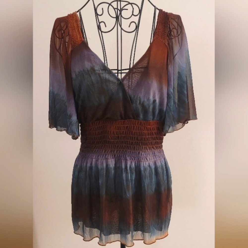 Cha Cha Vente Multicolor Sheer Blouse